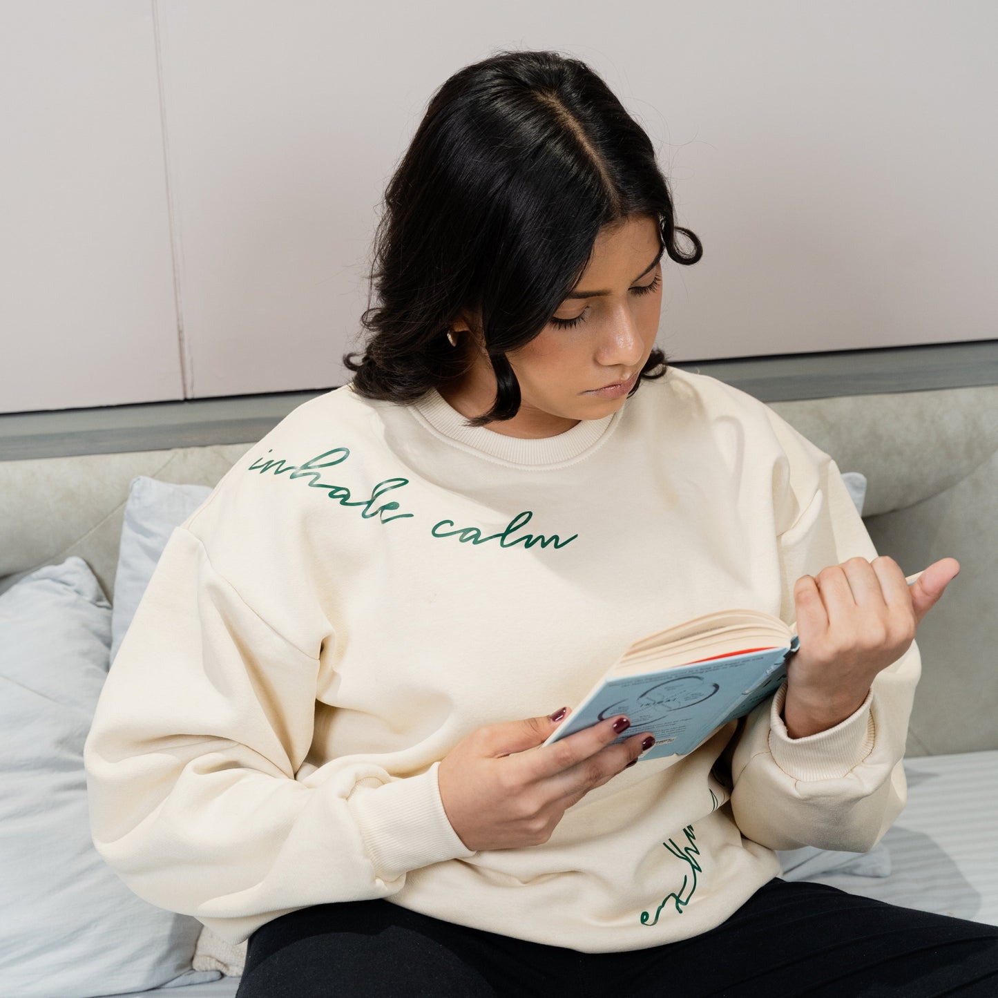 notee oversized sweatshirt (inhale calm, exhale chaos)
