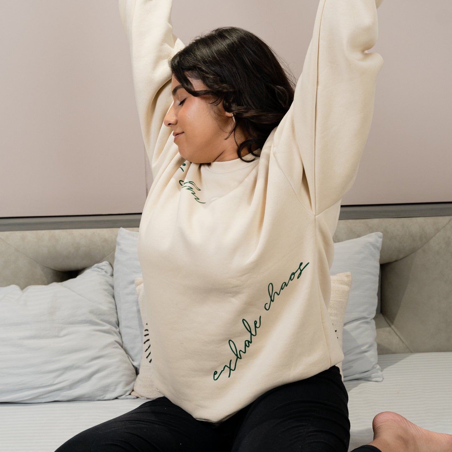 notee oversized sweatshirt (inhale calm, exhale chaos)